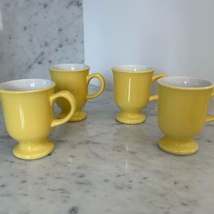 Set of 4 four Yellow Shenango China Footed Mug Cups Restaurant Vintage 70s